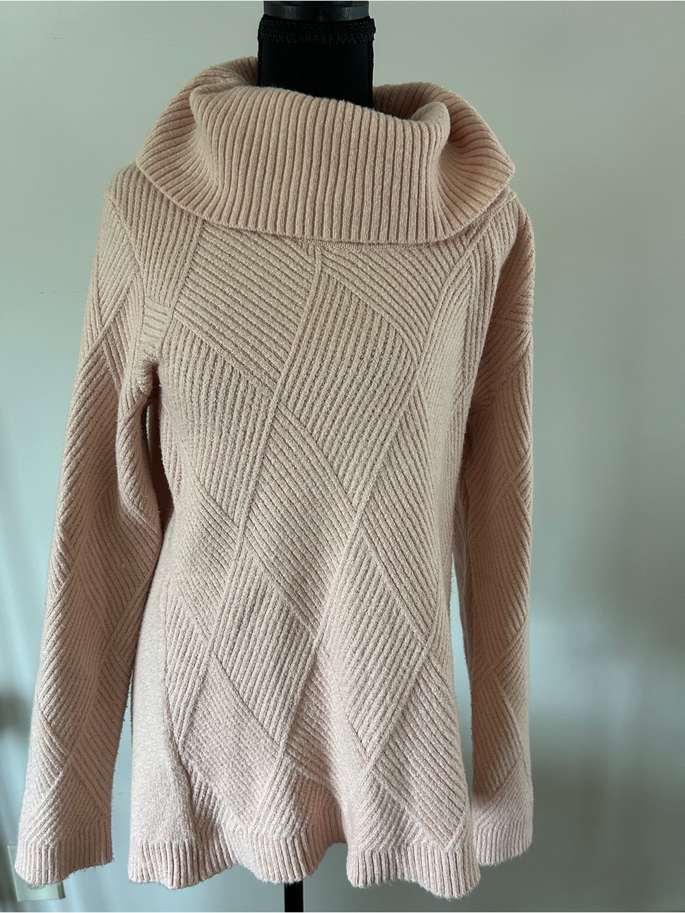 Calvin Klein Women's Diamond Rib Cowl Neck Sweater - Blush Pink